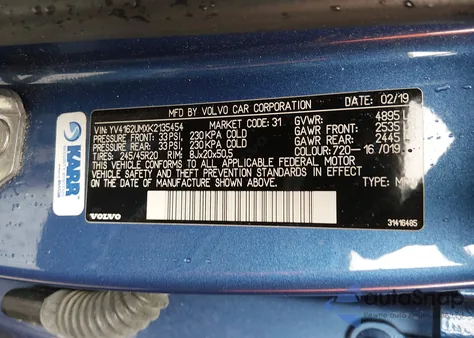 2019 Volvo Xc40 T5 R-Design from USA, damaged, VIN YV4162UMXK2135454